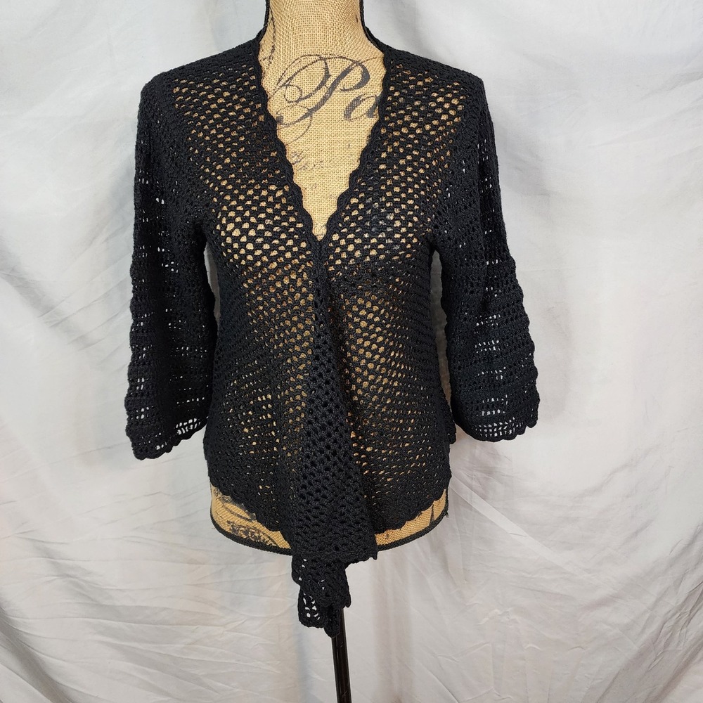 ISABELLA BIRD Size Large Anthropologie Whimsigoth Open Knit Sweater Cardigan - Picture 2 of 13
